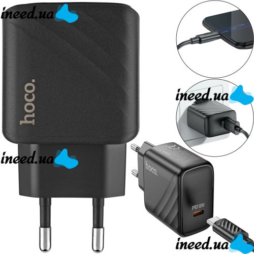 Hoco CS22A PD30W Hoco CS22A PD30W Single Port Type-C USB-C Charger, Hoco Power Adapter Unit for Fast Phone Charging Black