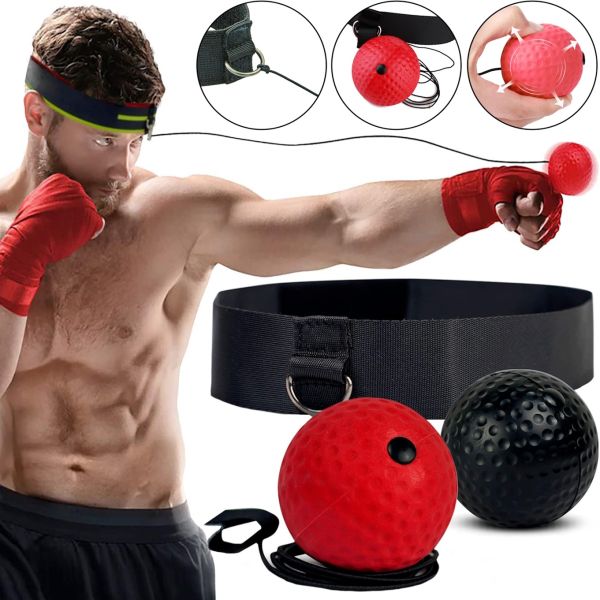 Боксерский мяч Boxing Reflex Ball Muay Thai на резинке для тренировки реакции, Повязка на голову с мячом для упражнений отработки ударов для бокса