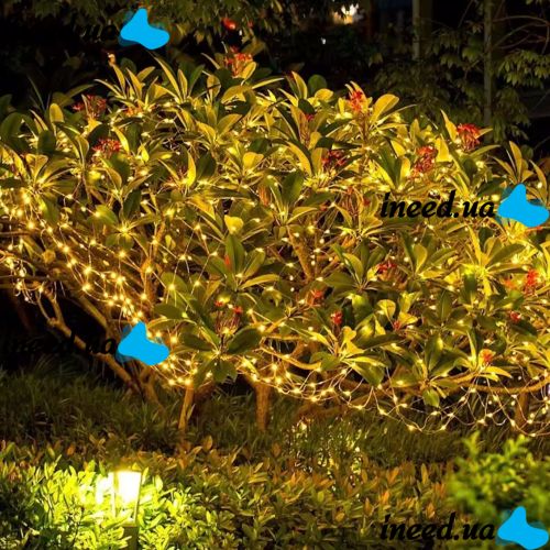 Уличная светодиодная гирлянда Solar String Lights 22 метра 200 LED диодов Теплый белый Роса Warm light с солнечной панелью для деревьев и веранд