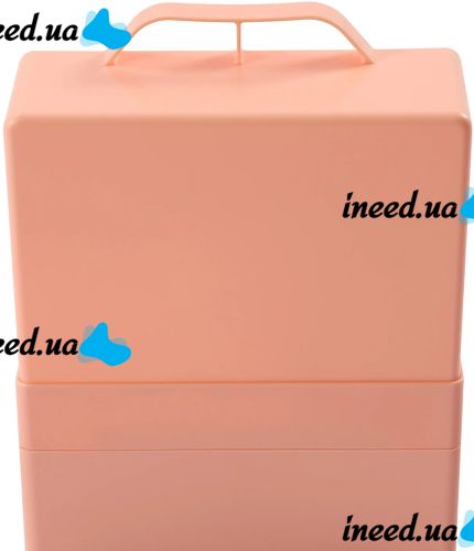 Настольный органайзер для хранения косметики Cosmetic Storage Box GW-880 косметическая полочка 4 секции с выдвижными ящиками и ручкой Розовая