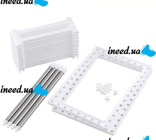 Многофункциональная регулируемая кухонная полка стойка Kitchen Rack 38-70 см для хранения посуды, Раздвижной органайзер под раковину 2 яруса Белая
