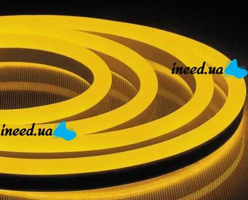 Світлодіодна силіконова стрічка LED NEON 0729 Yellow 5 м з блоком живлення, універсальна неонова гнучка підсвітка 12v-220v 5m в силіконі Жовта