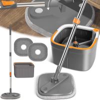 Комплект швабра з відром для миття підлог Mop with bucket K10 телескопічна швабра з самовіджимом і двома насадками з мікрофібри для прибирання MAG-722