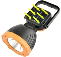 Аккумуляторный ручной LED фонарик лампа Solar Hi Sheen HS-8033 с солнечной панелью и ручкой 81COB, Переносной светодиодный фонарь Power Bank от USB