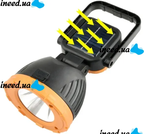 Аккумуляторный ручной LED фонарик лампа Solar Hi Sheen HS-8033 с солнечной панелью и ручкой 81COB, Переносной светодиодный фонарь Power Bank от USB