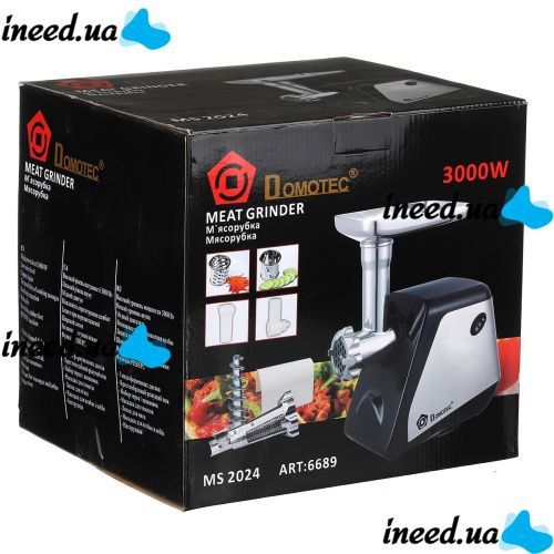 Kitchen electric meat grinder Domotec MS-2024 3000W with juicer, Electric Meat Grinder with grater, shredder, sausage nozzle Domotec 3000W