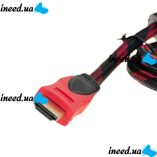 Reinforced Hdmi to Hdmi Cable 3m 1080p in a Winding HDMI-HDMI Extension Cable 3m 3m, 3m for Monitor and TV in a braid Black and Red