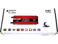 Автомобільний інвертор UKC 12V - 220V 2000W KC-2000D авто перетворювач напруги струму з LCD дисплеєм від прикурювача, акумулятора з екраном
