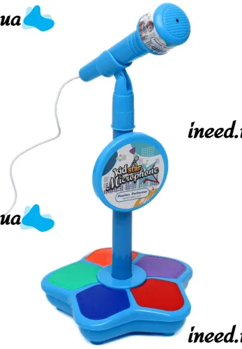 Kid Star Microphone 5350A for Kids—Adjustable Stand with Backlight, Karaoke with Sound Effects, and MP3—For Children Ages 3 and Up—Blue