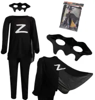 Children's Zorro Carnival Costume with Mask, Zorro Super Hero Masquerade Costume for kids from 3 to 10 years old Black