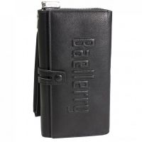 Men's Leather Wallet Clutch Baellerry Guero S1393 Black for Storing Credit Cards Coins on a snake, Men's wallet for bills Black