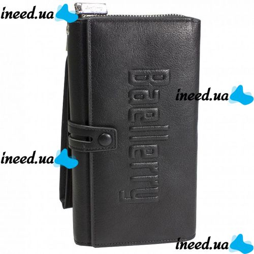 Men's Leather Wallet Clutch Baellerry Guero S1393 Black for Storing Credit Cards Coins on a snake, Men's wallet for bills Black