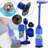 Universal plunger Plumber's Kit Hero for cleaning the toilet and sewer pipes with a long handle, A set for cleaning the sink with aerosol Blue