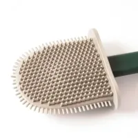 Toilet brush with a flexible silicone flat brush for cleaning the toilet bowl NJ-497 Green with wall mounting, hinged brush 10 x 4.5 x 36 cm