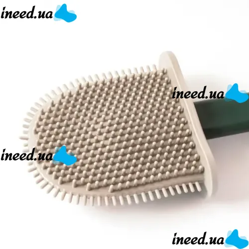 Toilet brush with a flexible silicone flat brush for cleaning the toilet bowl NJ-497 Green with wall mounting, hinged brush 10 x 4.5 x 36 cm