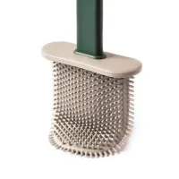 Toilet brush with a flexible silicone flat brush for cleaning the toilet bowl NJ-497 Green with wall mounting, hinged brush 10 x 4.5 x 36 cm