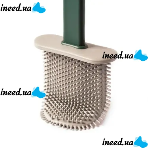 Toilet brush with a flexible silicone flat brush for cleaning the toilet bowl NJ-497 Green with wall mounting, hinged brush 10 x 4.5 x 36 cm