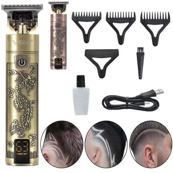 Wireless Rechargeable Edging Trimmer Razor VGR V-076 for Shaving, Rechargeable Hair and Beard Clipper with LED Display