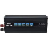 Автомобильный инвертор UKC 12V-220V 1500W, авто преобразователь напряжения тока 12В 1500Вт от аккумулятора и прикуривателя с защитой от перегруза