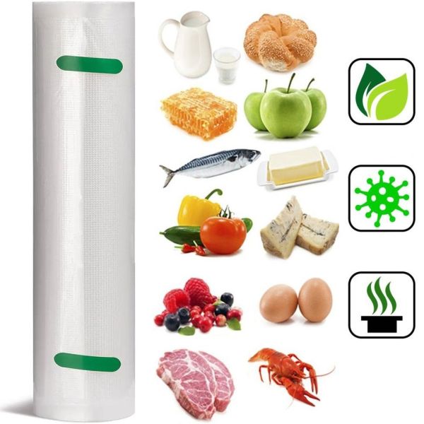 Вакуумные пакеты для вакууматора, вакуумного упаковщика 5 м х 25 см в рулоне, пленка для хранения пищевых продуктов