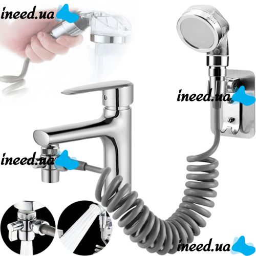 Душевая насадка на кран Mix Shower Mini с гибким шлангом и креплением на смеситель, Душевой комплект с адаптером аэратором для подключения душа