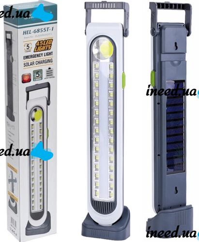 Аварийный светодиодный фонарь Solar HEL-6855T 3600 mah с солнечной панелью, Аккумуляторный светильник повербанк 45 LED светодиодная лампа с USB