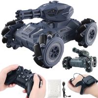 Дитячий всюдихід з кулеметом Tracked Tank Pank Shooter стріляє кульками на радіокеруванні від руки і пульта, акумуляторний танк 1500 mah Синій