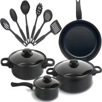 Kitchen tableware set 13 in 1 Royal Mark LY-381 with non-stick coating, Set of 13 items pot, frying pan and kitchen utensils 