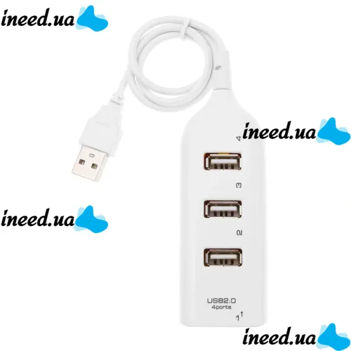 USB хаб Hi-Speed XD4 White на 4 порти, Універсальний розгалужувач з 4 виходами концентратор перехідник HUB 480 Мбіт для комп'ютера від USB Білий