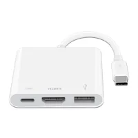 Кабель, адаптер, конвертер Buro Type-C на HDMI, USB 3.0, Type C, 3 в 1 концентратор для устройств с Type с портом, Переходник hub разветвитель белый