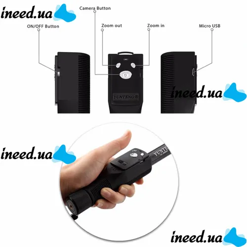 Yunteng YT-1288 Professional Tripod Monopod Phone and Camera Holder with Bluetooth Remote Control, Extendable Handheld Tripod Monopod, Selfie Stick
