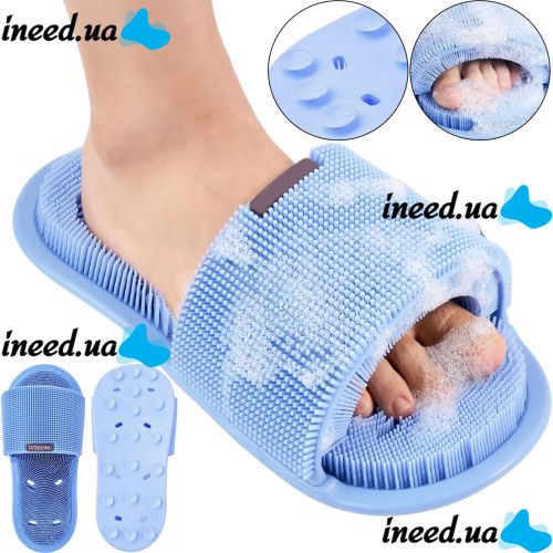 Силіконовий масажний ляпас Massage Slipper Tatboomu для масажу стоп ніг, тапочок 28.5х13.5 см з акупунктурним ефектом з силікону для душу Синій
