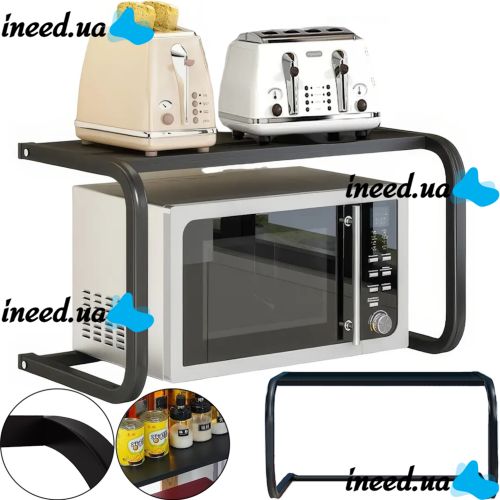 Настільна Полиця стелаж для мікрохвильовки Multifunctional Microwave rack AND979, кухонний органайзер над мікрохвильовою піччю СВЧ для дрібниць Чорна