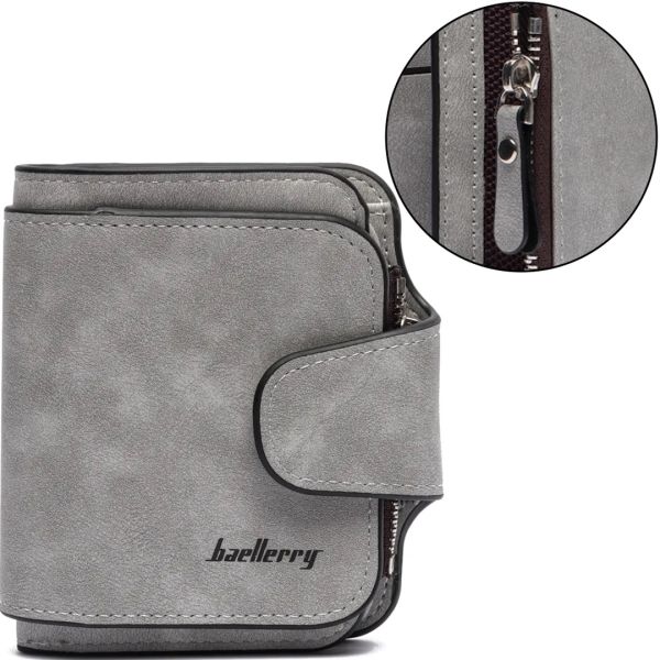 Женский замшевый кошелек Baellerry Forever Mini N 2346 Grey женское мини портмоне на 10 отделений для купюр и мелочи 10.5Х11.5 см Серое