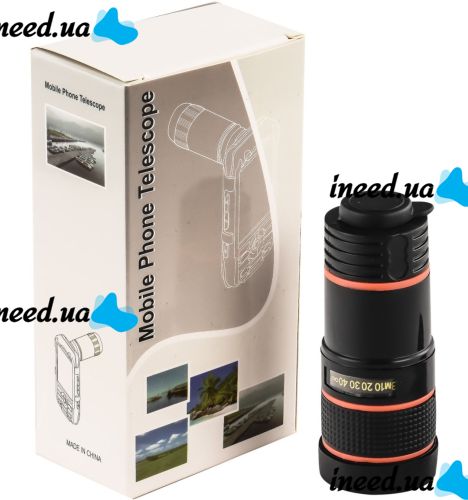 Magnifying Lens for Mobile Phone Telescope TV-8045 8x, Mobile Telescope with 8x Magnification focusing Images on a clothespin