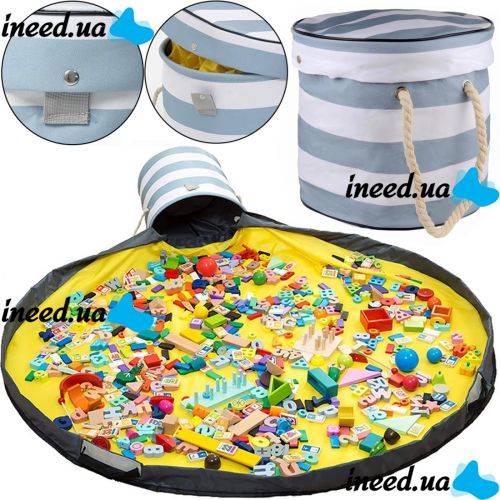 Organizer Basket with Play Mat for Storing and Quickly Collecting Children's Toys 2 in 1, Folding Bag, Play bag, Organizer Bag with Lid