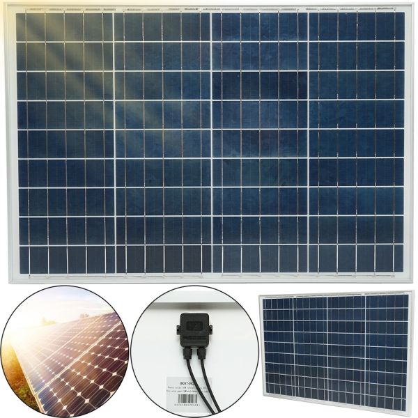 Универсальная поликристаллическая солнечная панель Solar board Komaes 100W 18V 121x59x2.5 см, Солнечная батарея KM(P)100 для зарядки от солнца Черная