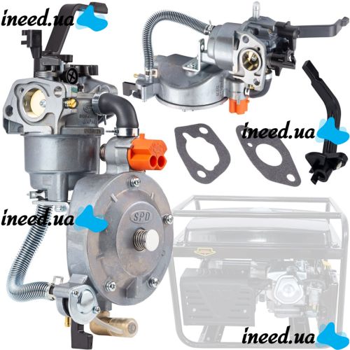 Gas carburetor for a 4-6 kW Dual Fuel Carburetor gasoline generator with a gas gearbox and a switch for two types of propane-butane fuel