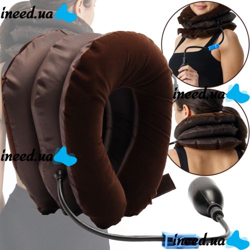 Orthopedic Stretching Therapeutic Inflatable Neck Collar Ting Pai MP-120 Brown Inflatable Massage Pillow for Neck Relief and Massage Brown