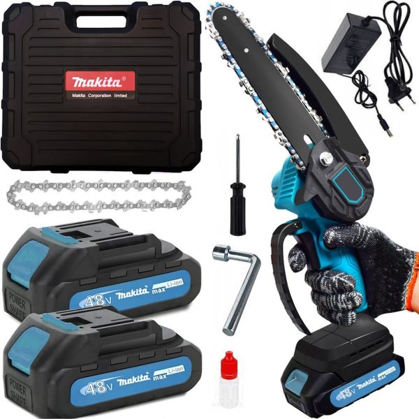 Акумуляторна ланцюгова міні пила Makita DUC155Z 48V 550W для обрізки дерев і розпилу дров, обрізна електропила 6 дюймів 2 акумулятора в кейсі