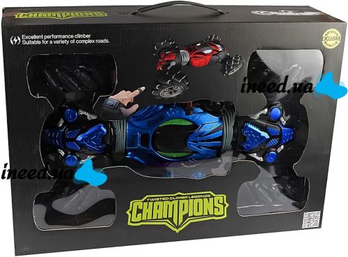 Трюкова машинка перевертиш Champions 2866 акумуляторний трансформер всюдихід на радіокеруванні і сенсорним управлінням жестами від руки Синій