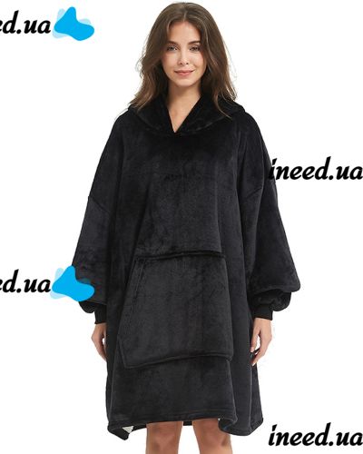 Толстовка-плед с капюшоном Huggle Hoodie Ultra Plush Blanket 2 в 1 унисекс оверсайз толстовка худи плюшевый плед с рукавами на флисе 74Х110 см Черный