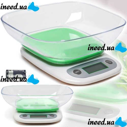 Domotec MS-125 Kitchen Electronic Scale Green up to 7 kg Domotec MX-403 battery-operated cooking scale with bowl and backlight for weighing