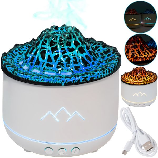 Увлажнитель воздуха Вулкан Volcanic Aromatherapy Machin YT-19 360 мл настольный ультразвуковой аромадиффузор, ночник с LED подсветкой от USB Белый
