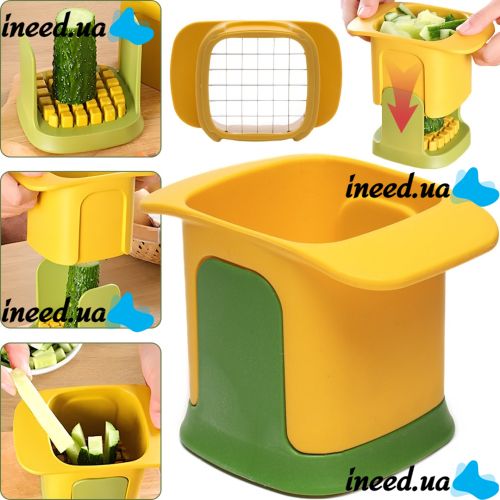 Подрібнювач для овочів Vegetable Chopper 2 в 1 кухонна Ручна овочерізка з двома змінними насадками для нарізки картоплі на скибочки і кубики