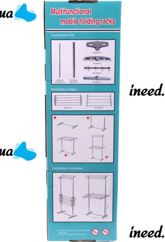 Дворівнева розкладна сушарка для білизни Mobile Folding Racks підлогова вертикальна складна вішалка, стійка сушка для одягу До 40 кг сіра