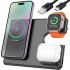 Wireless Charger Hoco Qi Geek Folding Black 3 in 1 Magnetic Charging Magsafe for Phone and Headphones IOS Android Type-C CQ1 Black
