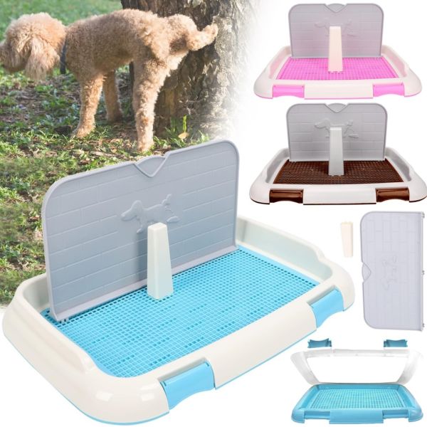 Лоток для собак со столбиком и стенкой Dog Toilet UniZoo 47.5x36 см двухслойный туалет с рамкой и сеткой под пеленку для собак с защитой от брызг