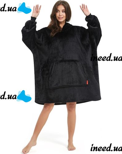 Толстовка-плед с капюшоном Huggle Hoodie Ultra Plush Blanket 2 в 1 унисекс оверсайз толстовка худи плюшевый плед с рукавами на флисе 74Х110 см Черный