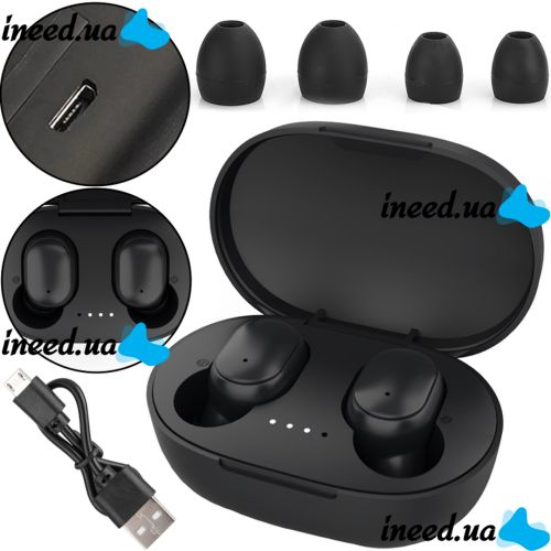 Беспроводные Bluetooth наушники Xiaomi Redmi AirDots A6S Black TWS сенсорные наушники-гарнитура с шумоподавлением, микрофоном, Черные в кейсе блютуз